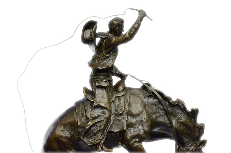 Vintage Classic Frederic Remington "BRONCO BUSTER" 16" BRONZE SCULPTURE Figurine