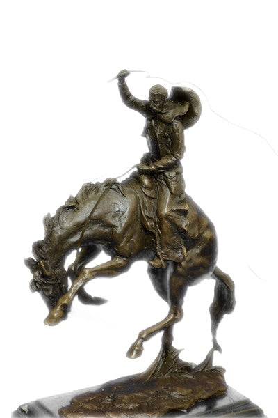 Vintage Classic Frederic Remington "BRONCO BUSTER" 16" BRONZE SCULPTURE Figurine