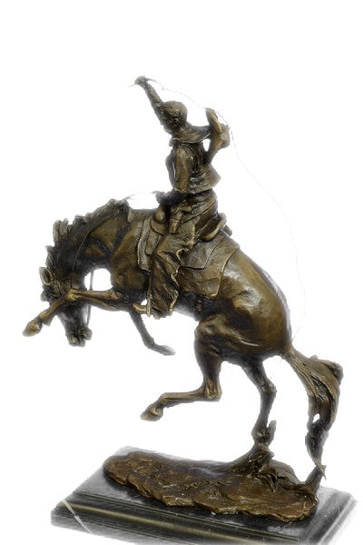 Vintage Classic Frederic Remington "BRONCO BUSTER" 16" BRONZE SCULPTURE Figurine
