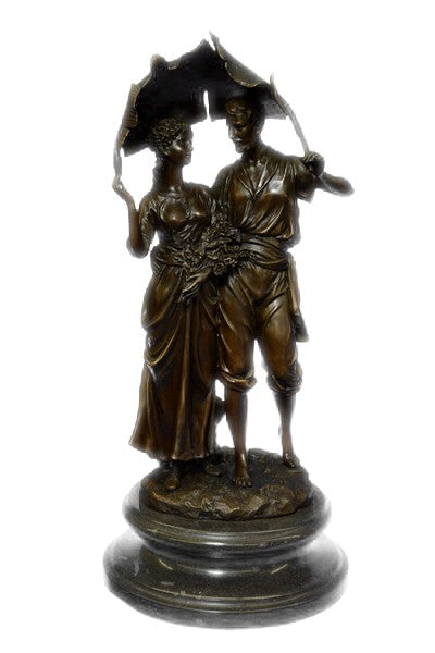 VERY RARE HOT CAST BRONZE, FARMER & His Wife SCULPTURE HOME OFFICE DECORATION
