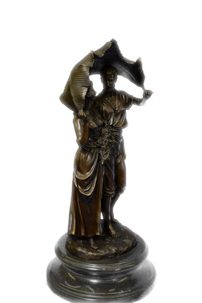 VERY RARE HOT CAST BRONZE, FARMER & His Wife SCULPTURE HOME OFFICE DECORATION