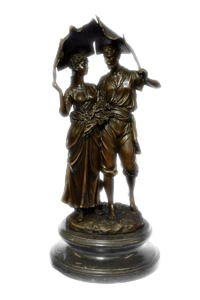 VERY RARE HOT CAST BRONZE, FARMER & His Wife SCULPTURE HOME OFFICE DECORATION