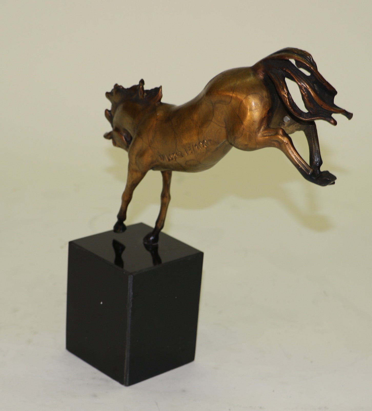 Original Milo Portuguese Artist Rearing Wild Stallion Horse Bronze Statue Sale
