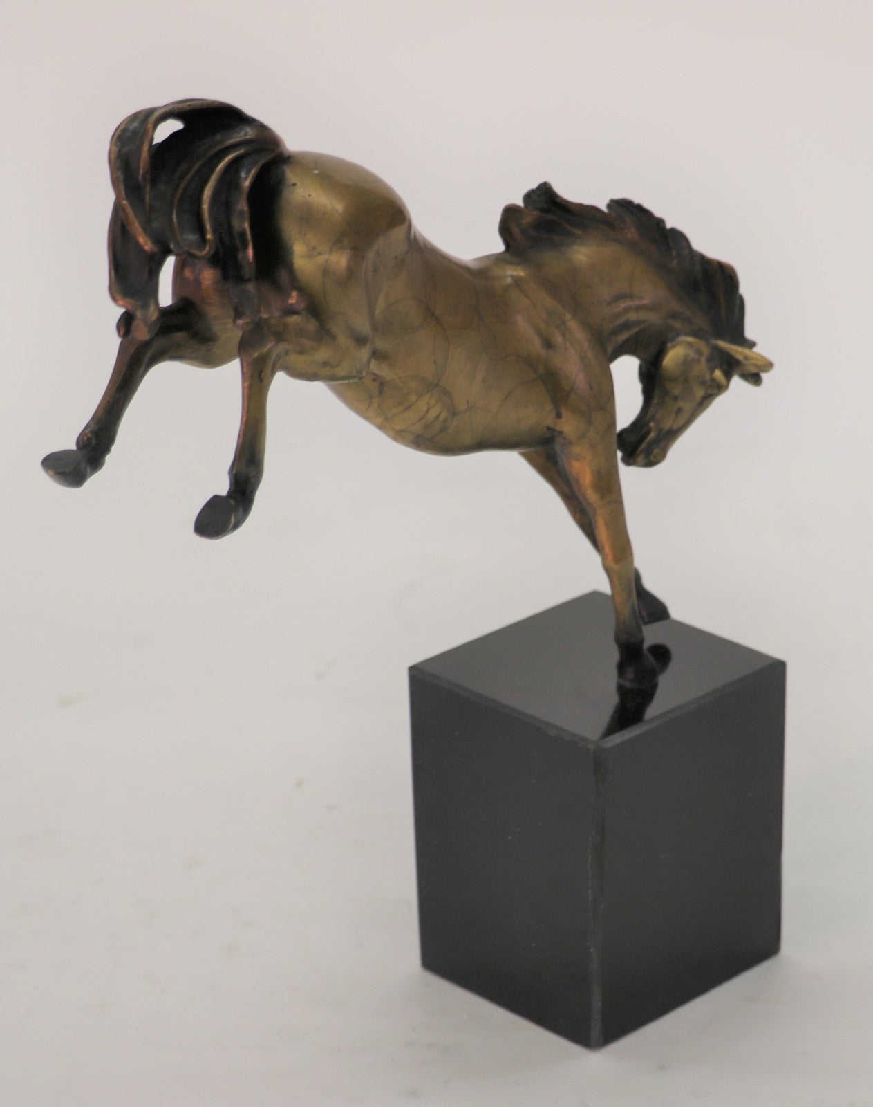 Original Milo Portuguese Artist Rearing Wild Stallion Horse Bronze Statue Sale