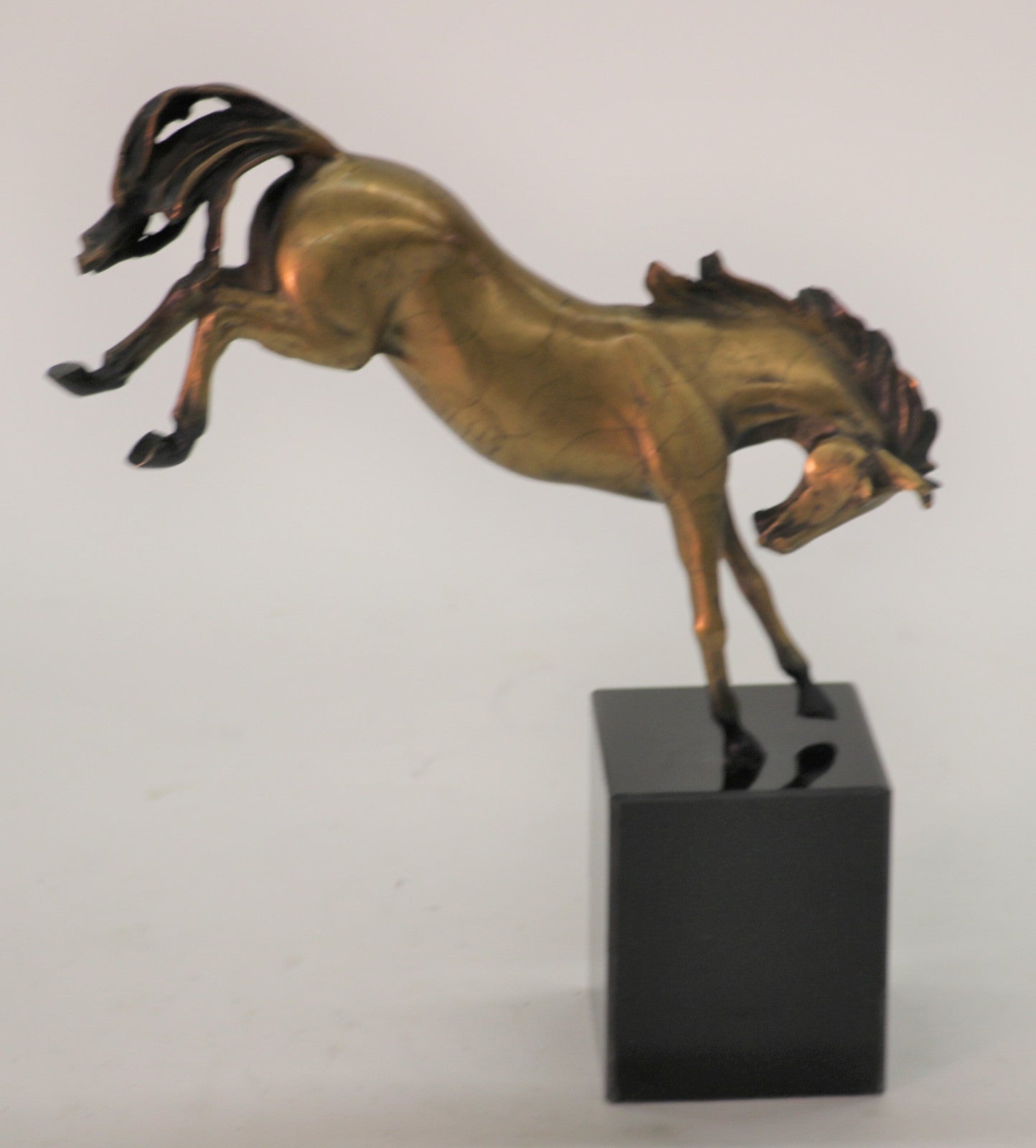 Original Milo Portuguese Artist Rearing Wild Stallion Horse Bronze Statue Sale