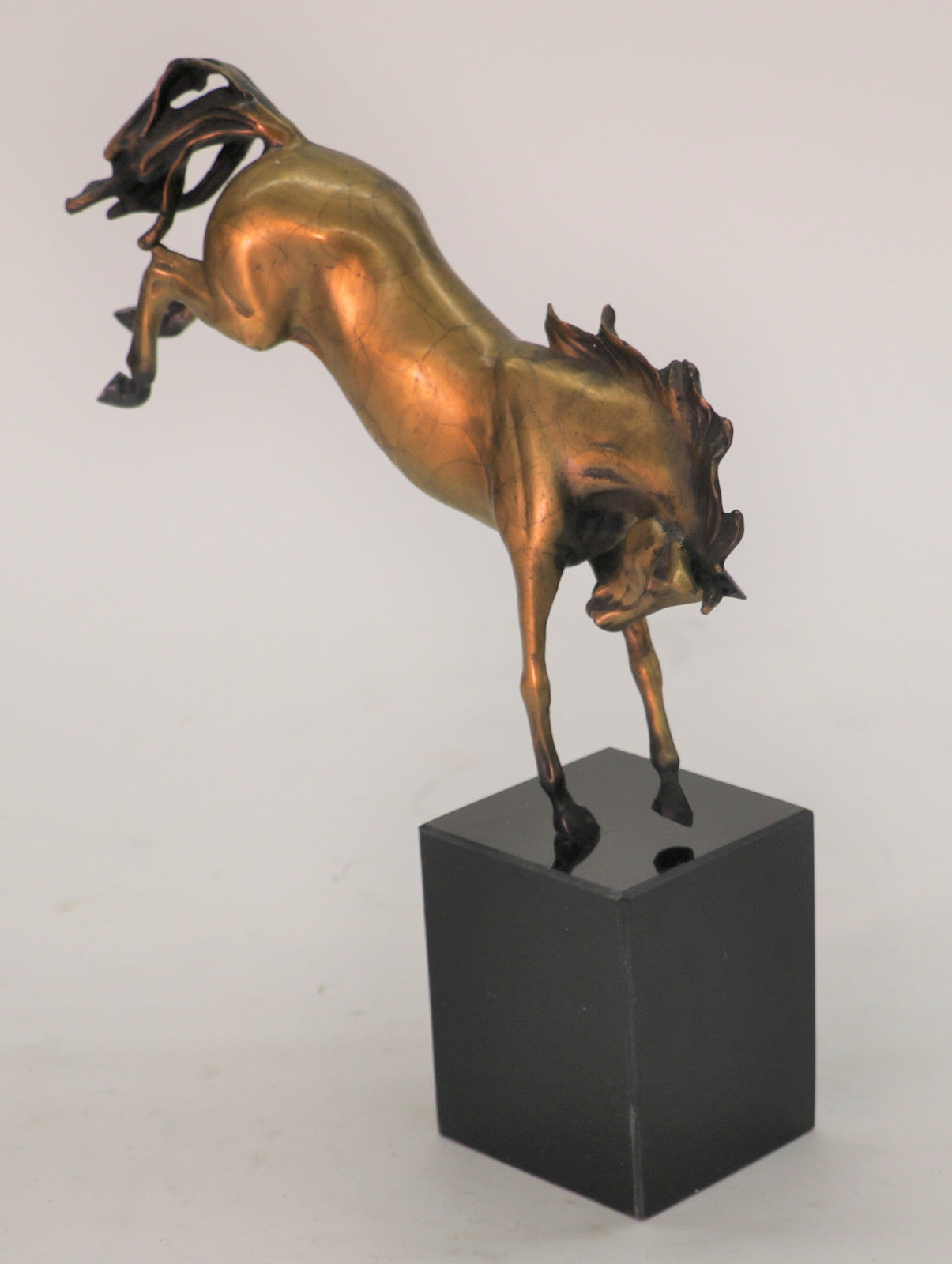 Original Milo Portuguese Artist Rearing Wild Stallion Horse Bronze Statue Sale