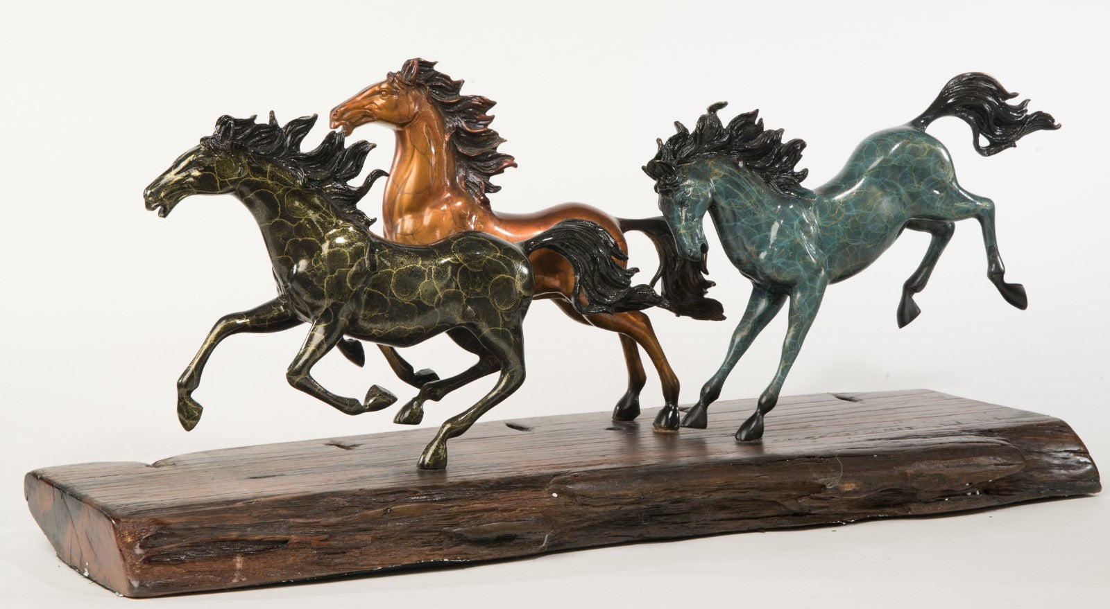 Museum Quality Huge Hand Painted Gilt Genuine Bronze Multiple Horses Running Sale