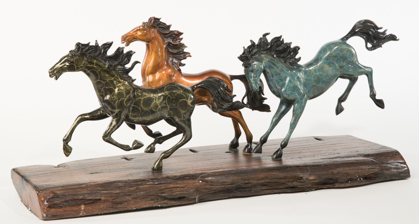 Museum Quality Huge Hand Painted Gilt Genuine Bronze Multiple Horses Running Sale