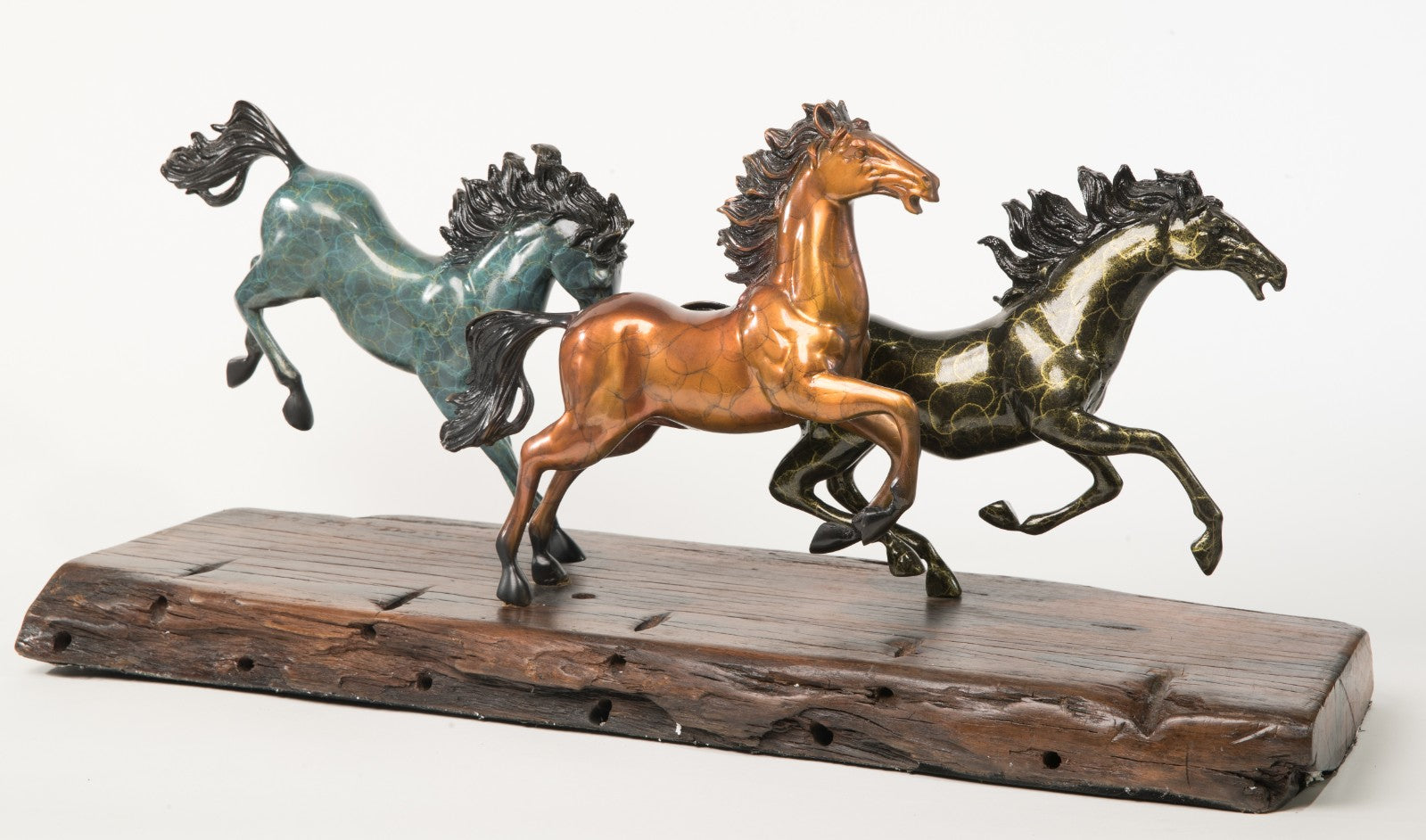 Museum Quality Huge Hand Painted Gilt Genuine Bronze Multiple Horses Running Sale