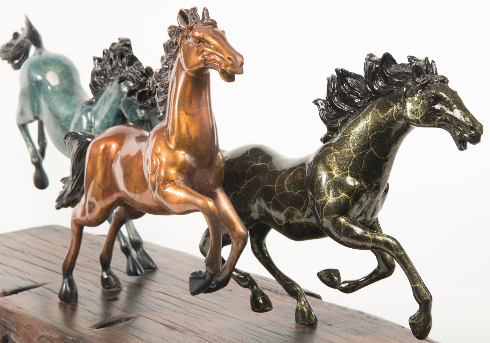 Museum Quality Huge Hand Painted Gilt Genuine Bronze Multiple Horses Running Sale