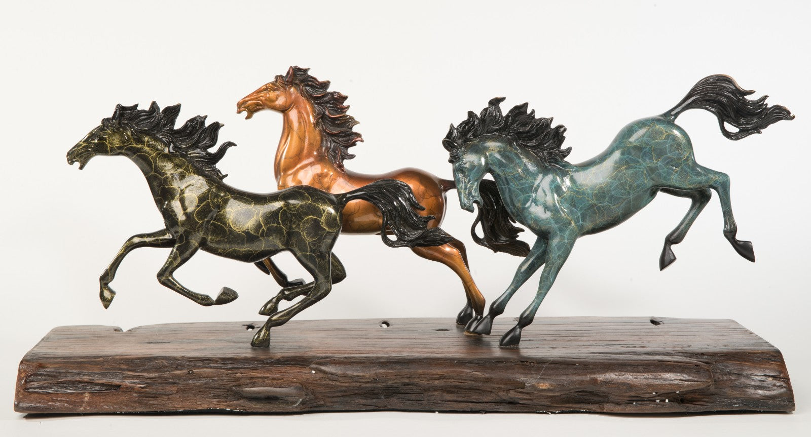 Museum Quality Huge Hand Painted Gilt Genuine Bronze Multiple Horses Running Sale