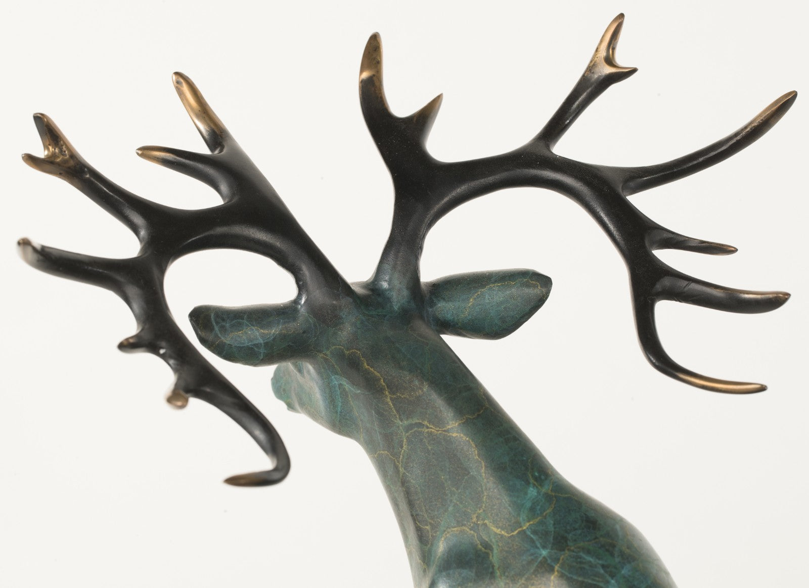 AWESOME BRONZE RUNNING ELKS SCULPTURE HOT CAST COLLECTOR Wood BASE FIGURINE SALE GIFT