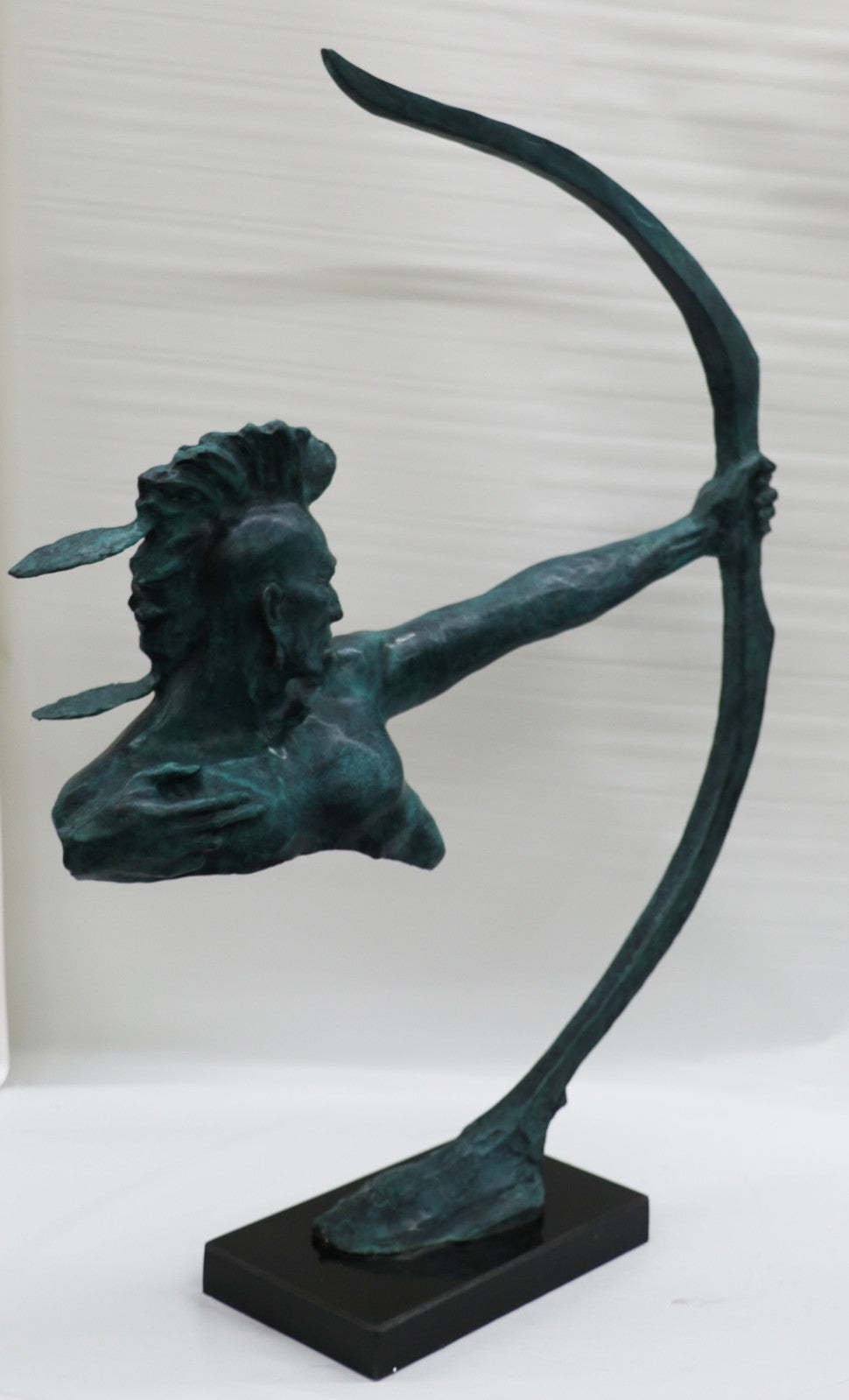 Rare Indian Native American Art Chief Eagle Bust Bronze Marble Statue Sculpture
