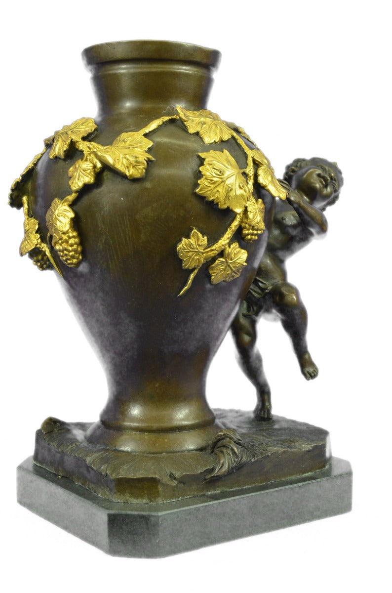 Angel Cherub Vase Bronze Sculpture Statue Flowers Art Figurine Figure Nouveau NR