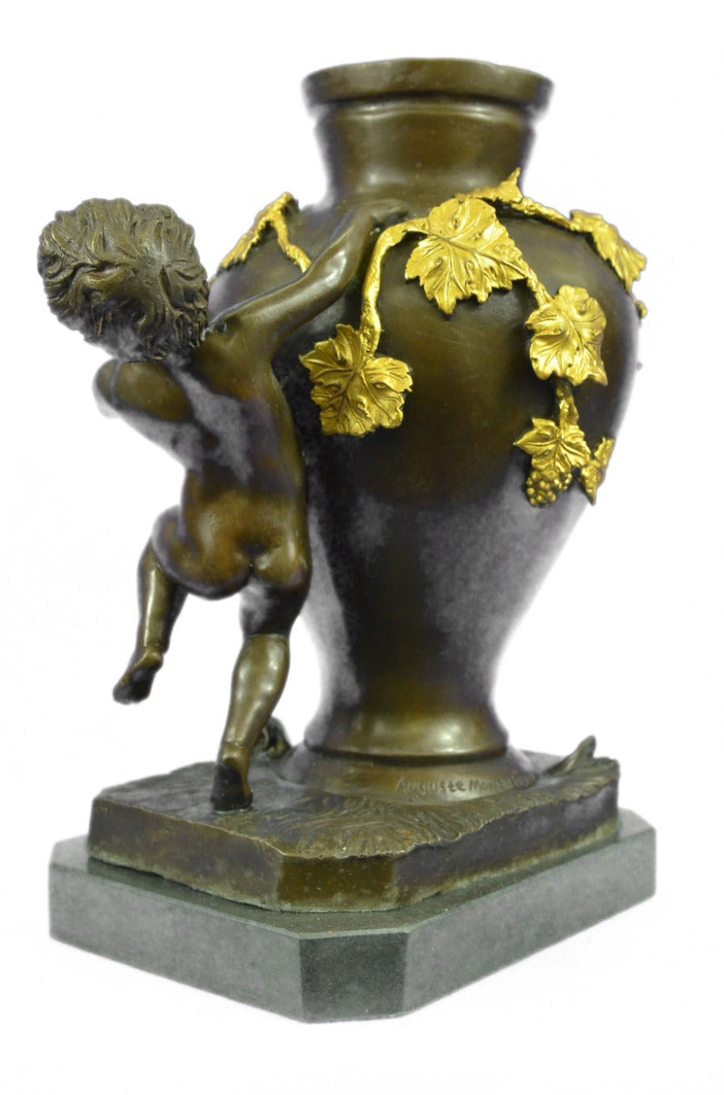 Angel Cherub Vase Bronze Sculpture Statue Flowers Art Figurine Figure Nouveau NR