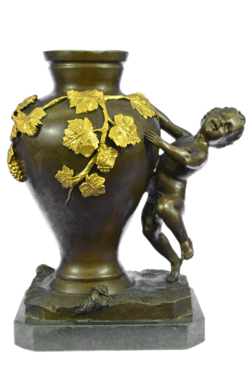 Angel Cherub Vase Bronze Sculpture Statue Flowers Art Figurine Figure Nouveau NR