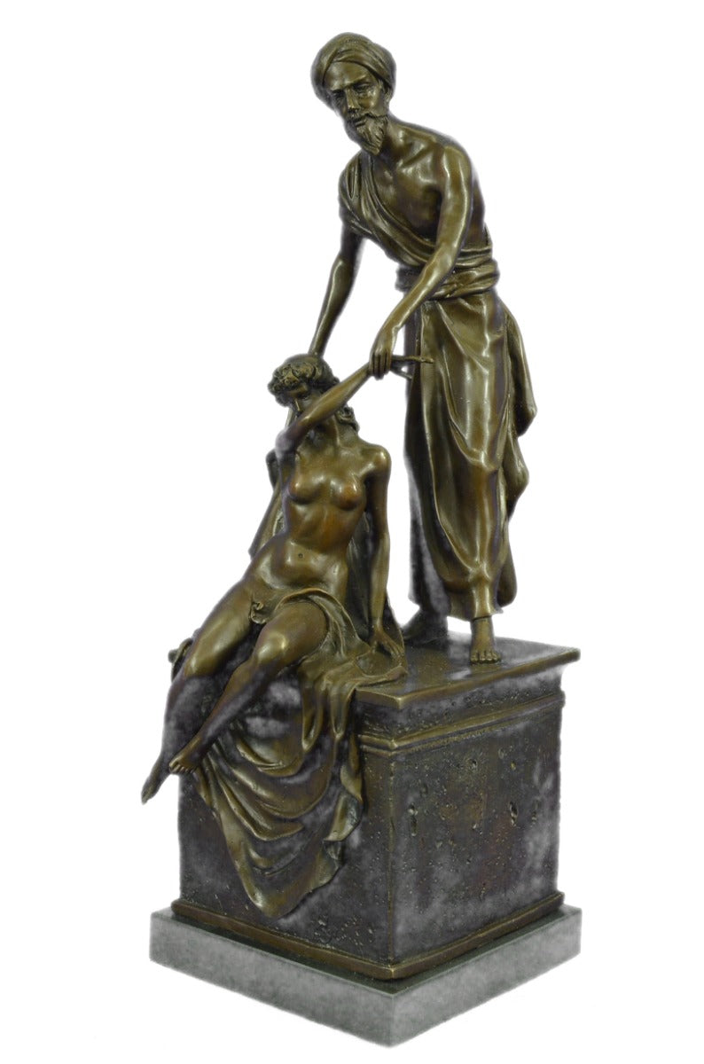 Art Deco Hot Cast Nude Female with Her Slave Master by Kauba Bronze Sculpture