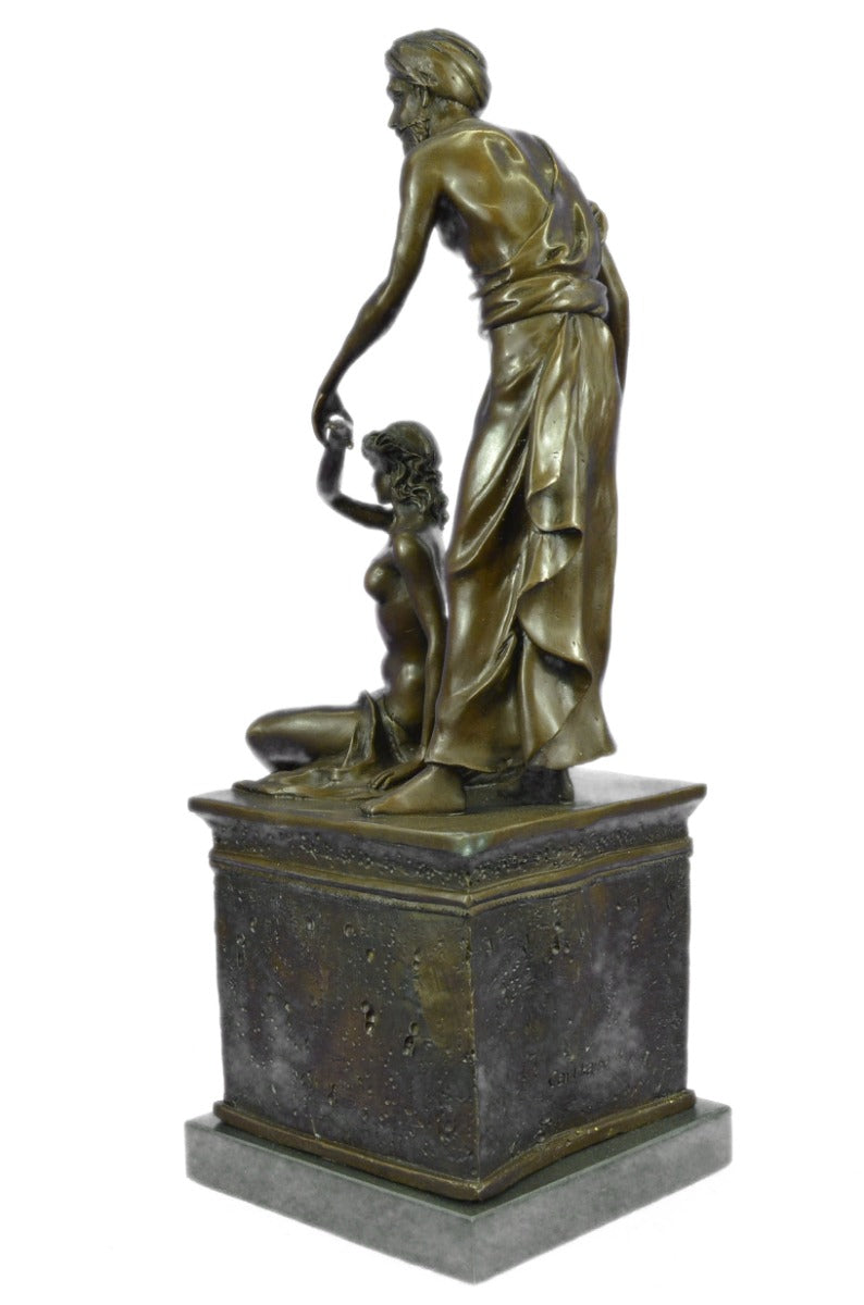 Art Deco Hot Cast Nude Female with Her Slave Master by Kauba Bronze Sculpture