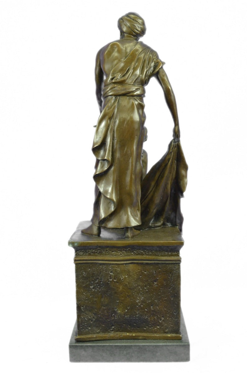 Art Deco Hot Cast Nude Female with Her Slave Master by Kauba Bronze Sculpture