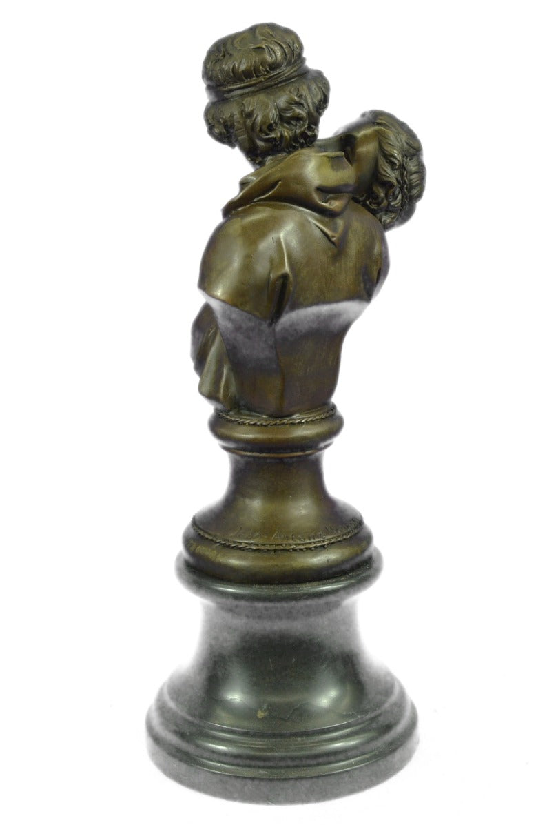 Romantic First Kiss Anniversary Bronze Sculpture Marble Base Statue Figure Decor
