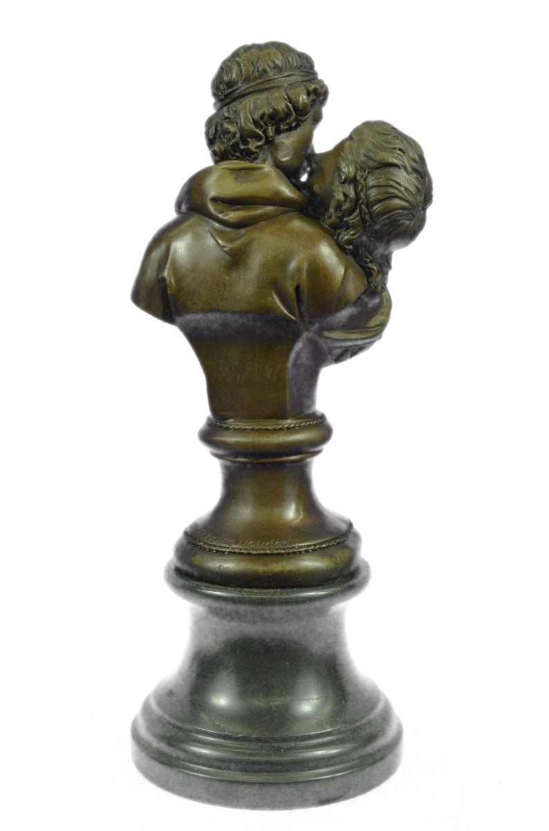 Romantic First Kiss Anniversary Bronze Sculpture Marble Base Statue Figure Decor