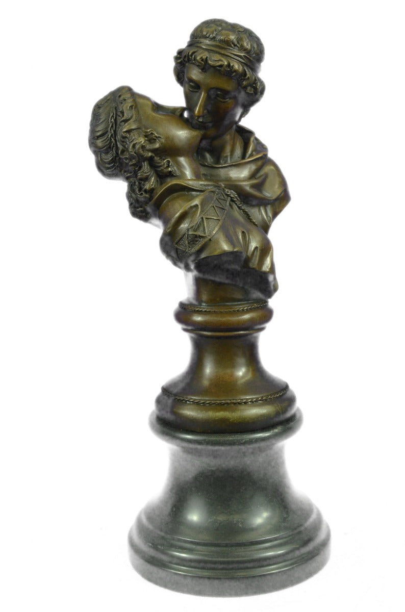 Romantic First Kiss Anniversary Bronze Sculpture Marble Base Statue Figure Decor