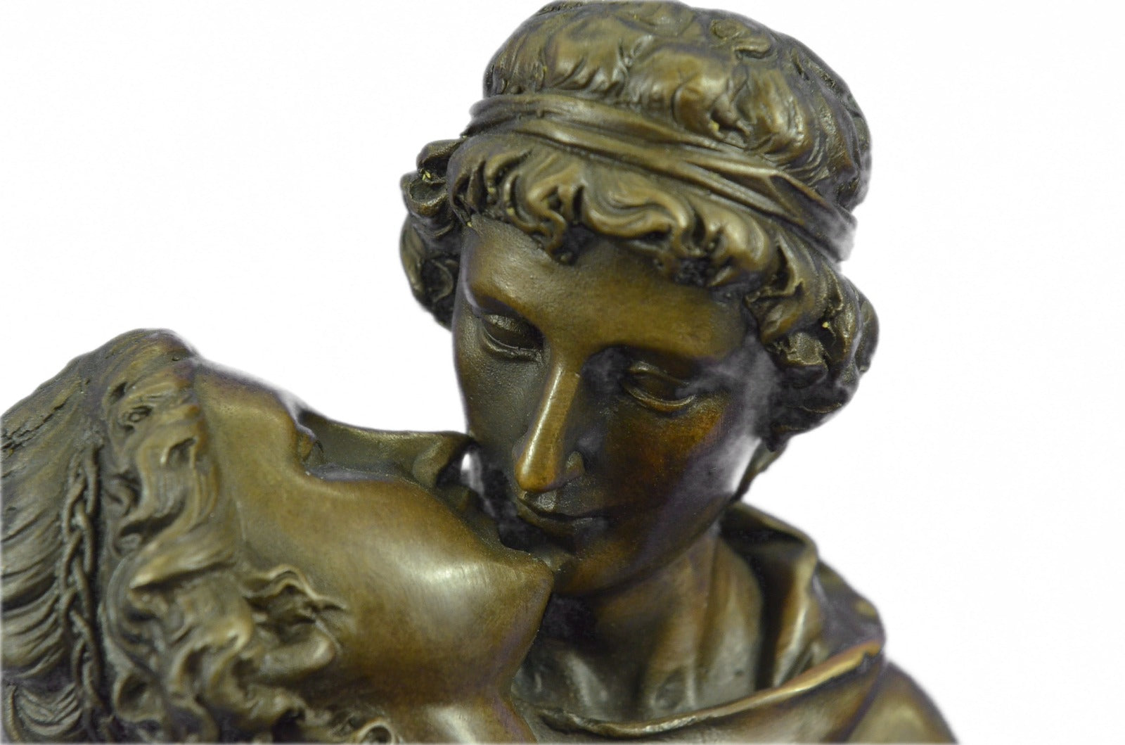 Romantic First Kiss Anniversary Bronze Sculpture Marble Base Statue Figure Decor