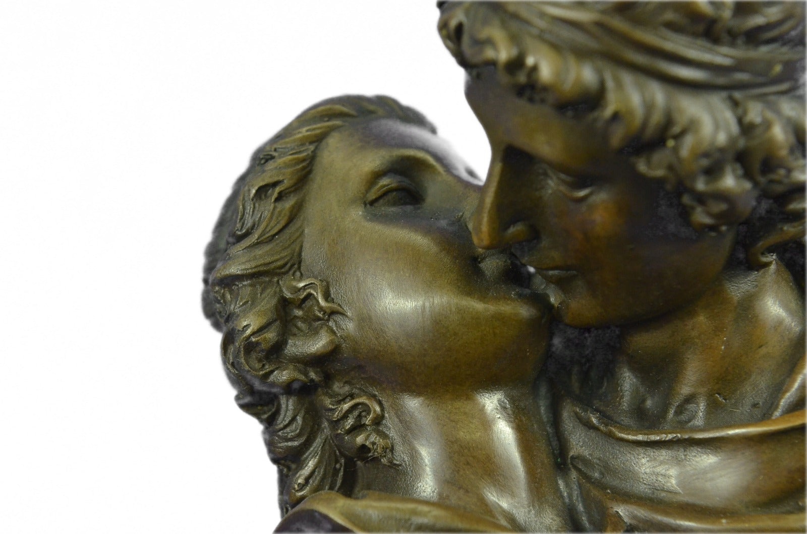 Romantic First Kiss Anniversary Bronze Sculpture Marble Base Statue Figure Decor