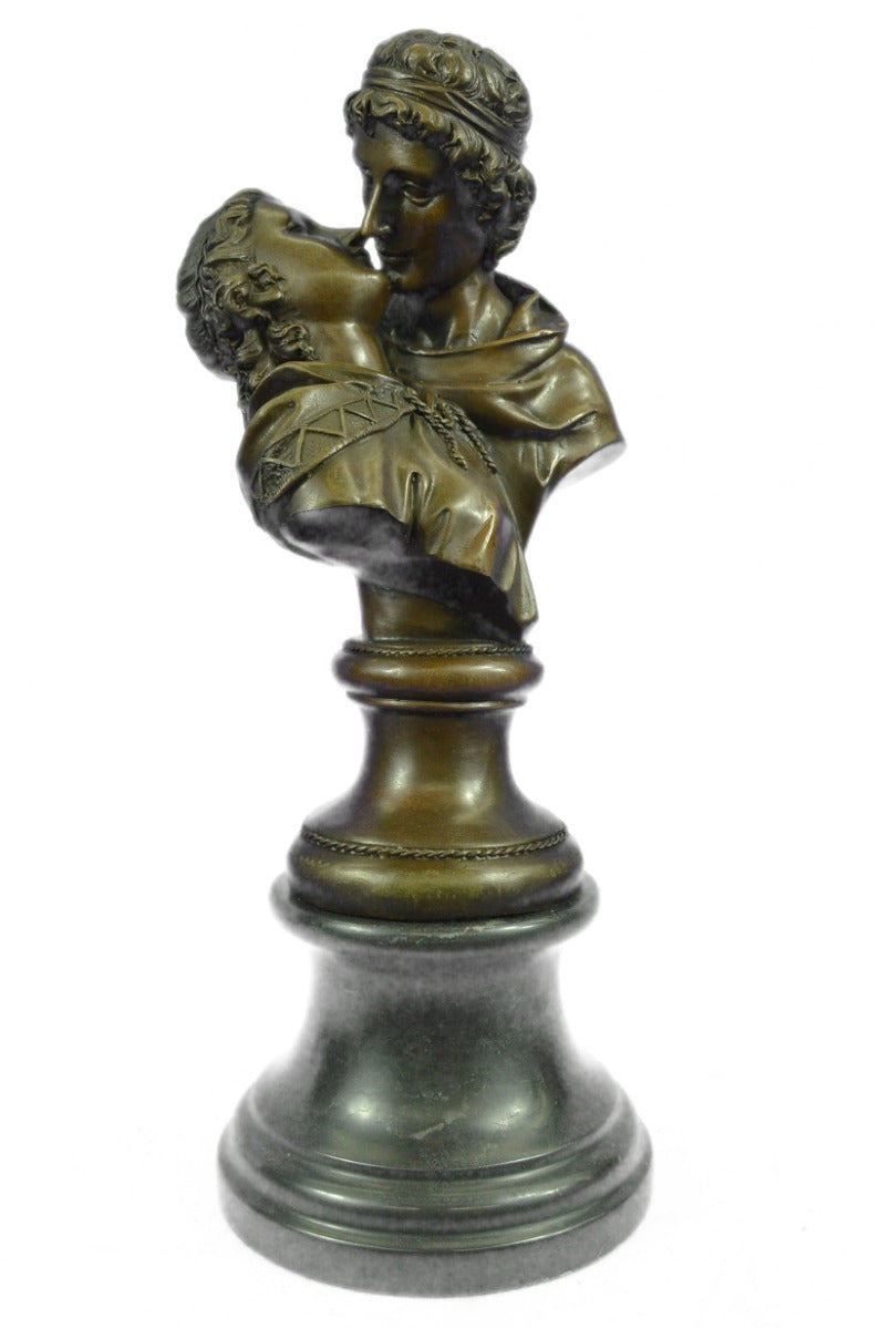 Romantic First Kiss Anniversary Bronze Sculpture Marble Base Statue Figure Decor