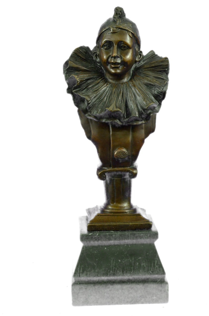 Bronze Sculpture Happy Clown Classic Artwork Marble Base Figurine Figure Statue