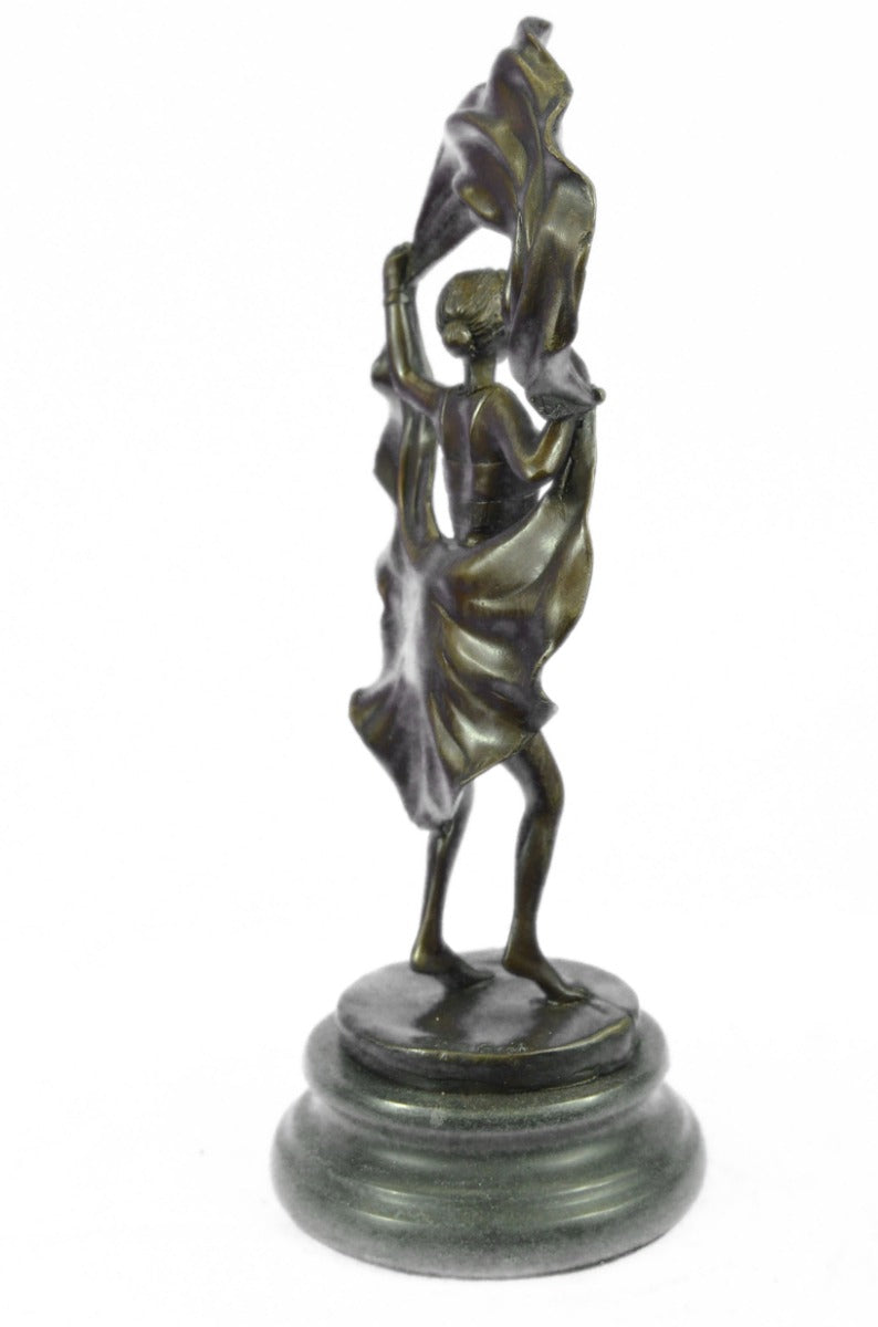 Windy Day Bronze Sculpture by Nam Greb – Exotic Detail Hot Cast Figurine