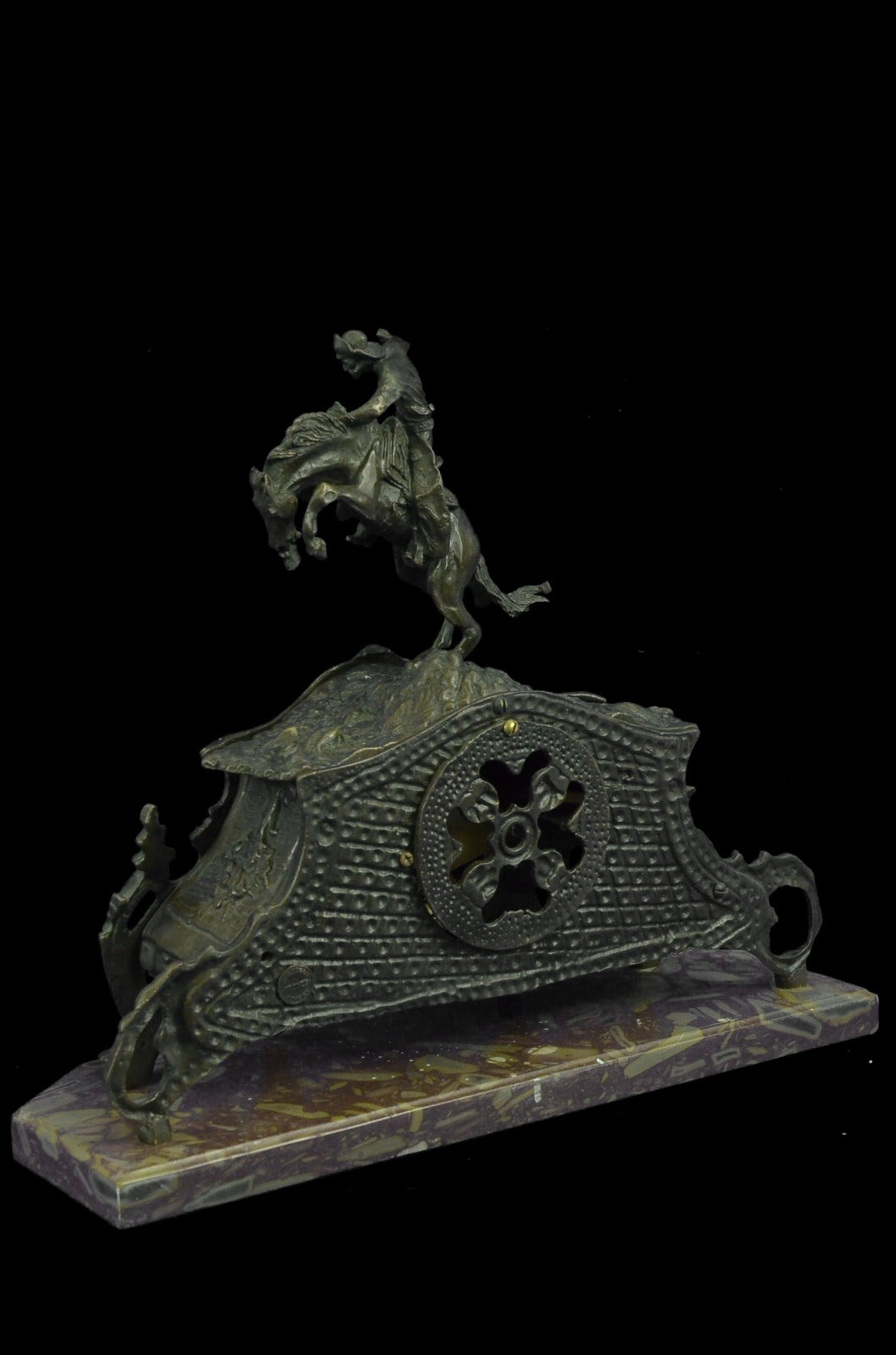 Bronco Buster" Solid Bronze Collectible Sculpture Statue by F. Remington Cloc