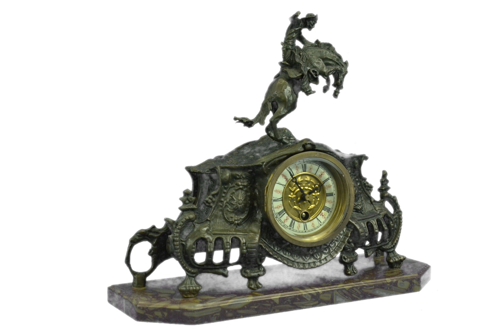 Bronco Buster" Solid Bronze Collectible Sculpture Statue by F. Remington Cloc