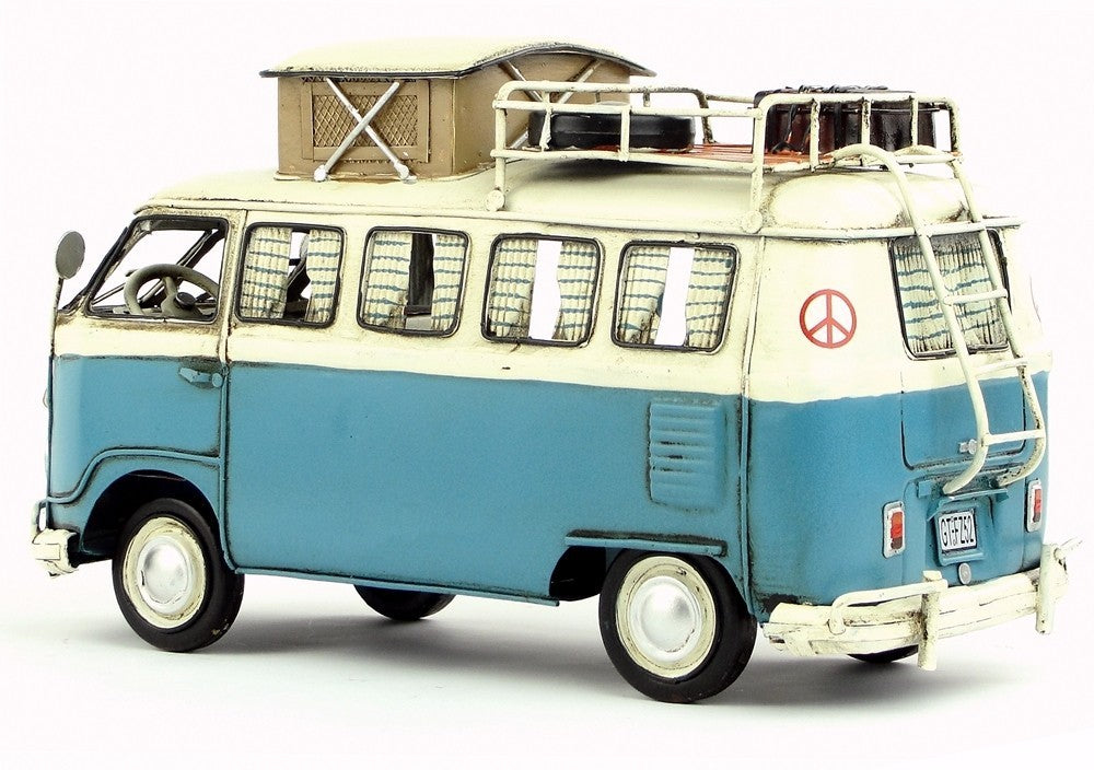 1964 VW Deluxe Microbus Chameleon Blue Tinplate Model by Jayland, Figures Sale