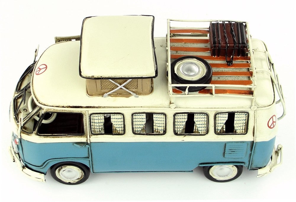 1964 VW Deluxe Microbus Chameleon Blue Tinplate Model by Jayland, Figures Sale