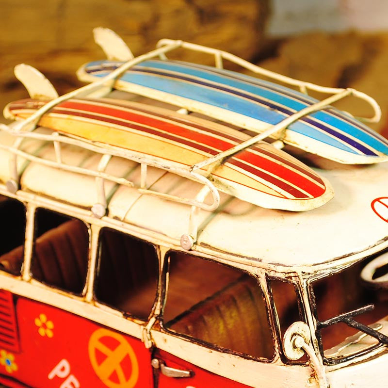 Volkswagen - VW T1 (Type 2) "Peace & Love" Bus 1/20 Scale Diecast Metal Model - RED