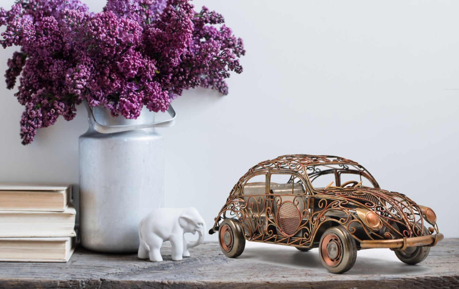 Antique Industrial style hand-made iron art automobile model Gold sightseeing