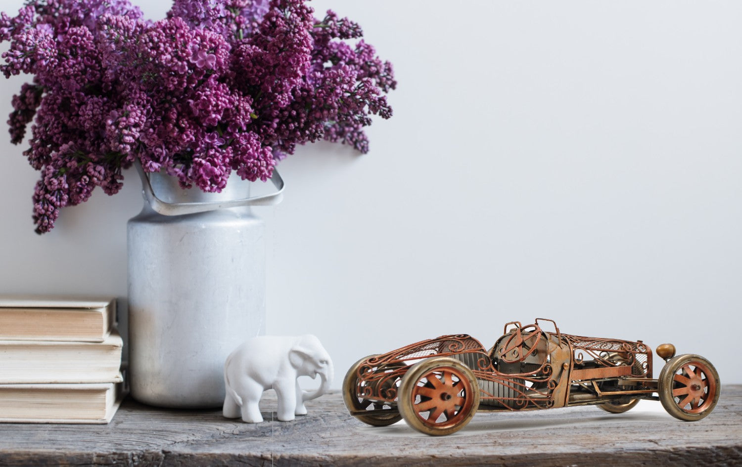 Cast Iron Metal Old Time Racer Toy Racing Car with Moving Parts Dragonfly Whispers