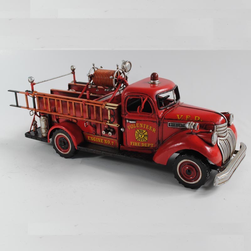 Retro Style Vintage Tin Toy Phoenix Pumper 14" Fire Truck Decorative Model