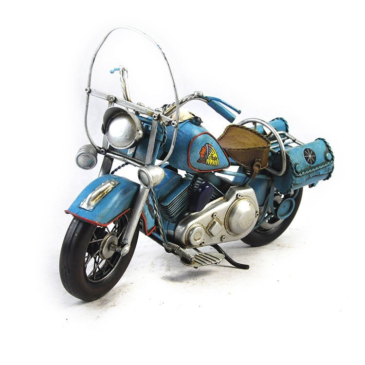 1956 Indian Motorcycle Antique Handmade Sculpture – Rustic Iron Vintage Decor for Sale