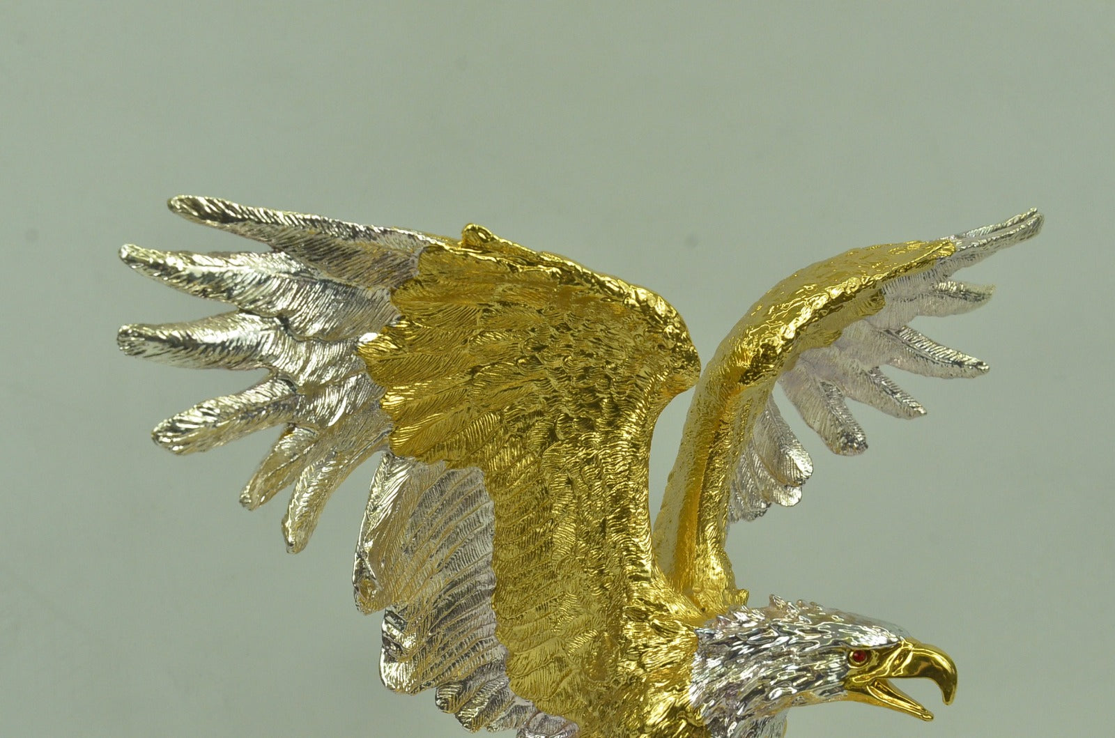 Played Falcon Eagle With Crystal Bronze Sculpture 24k Gold Figurine Figure Art T