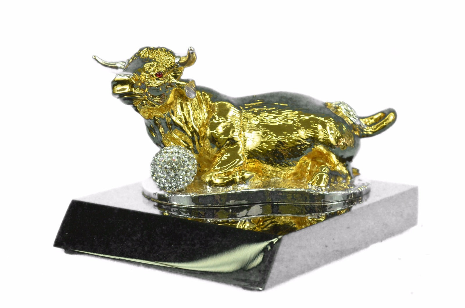 24k Gold Ox Bronze Sculpture Home Office Decor Birthday Gift Statue Original