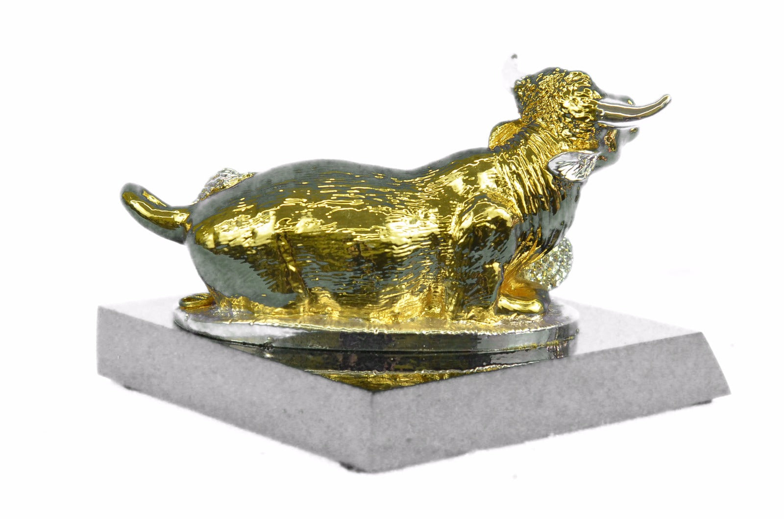 24k Gold Ox Bronze Sculpture Home Office Decor Birthday Gift Statue Original