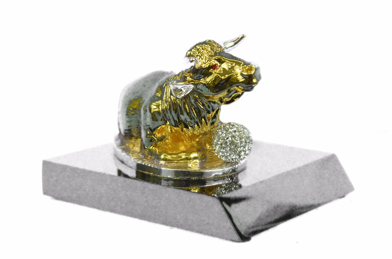 24k Gold Ox Bronze Sculpture Home Office Decor Birthday Gift Statue Original