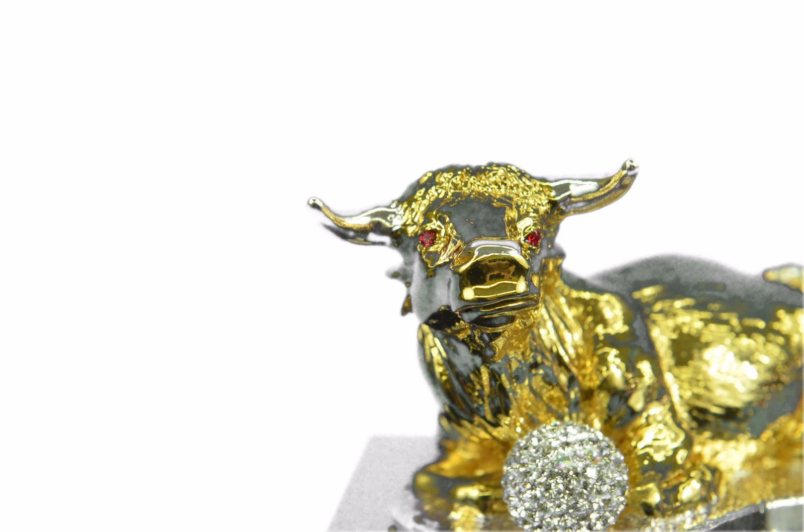 24k Gold Ox Bronze Sculpture Home Office Decor Birthday Gift Statue Original