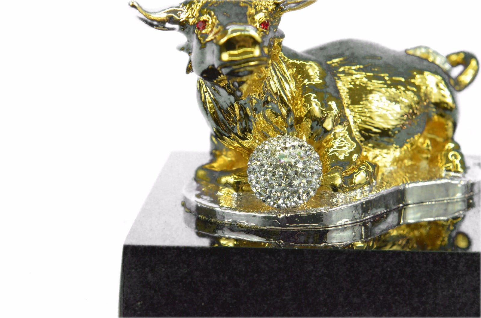 24k Gold Ox Bronze Sculpture Home Office Decor Birthday Gift Statue Original