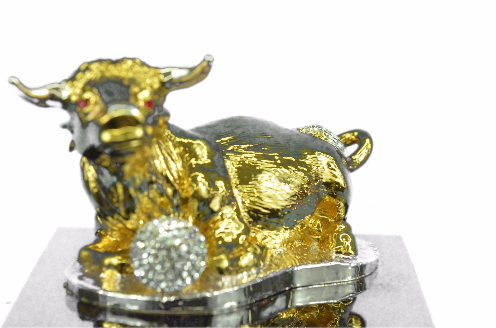 24k Gold Ox Bronze Sculpture Home Office Decor Birthday Gift Statue Original
