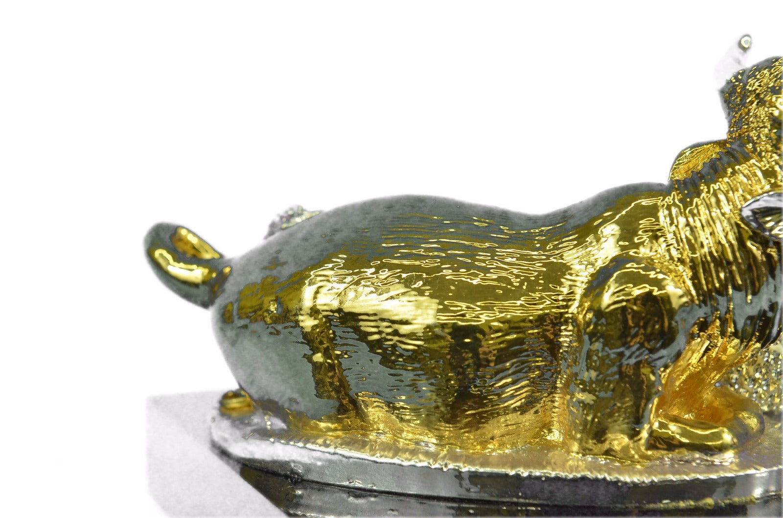 24k Gold Ox Bronze Sculpture Home Office Decor Birthday Gift Statue Original