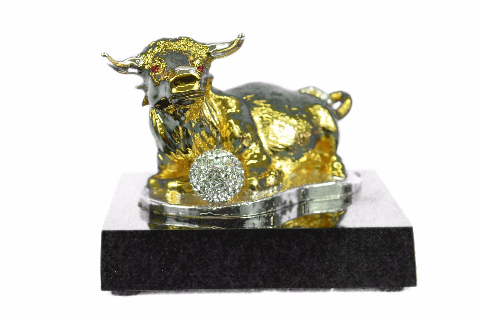 24k Gold Ox Bronze Sculpture Home Office Decor Birthday Gift Statue Original