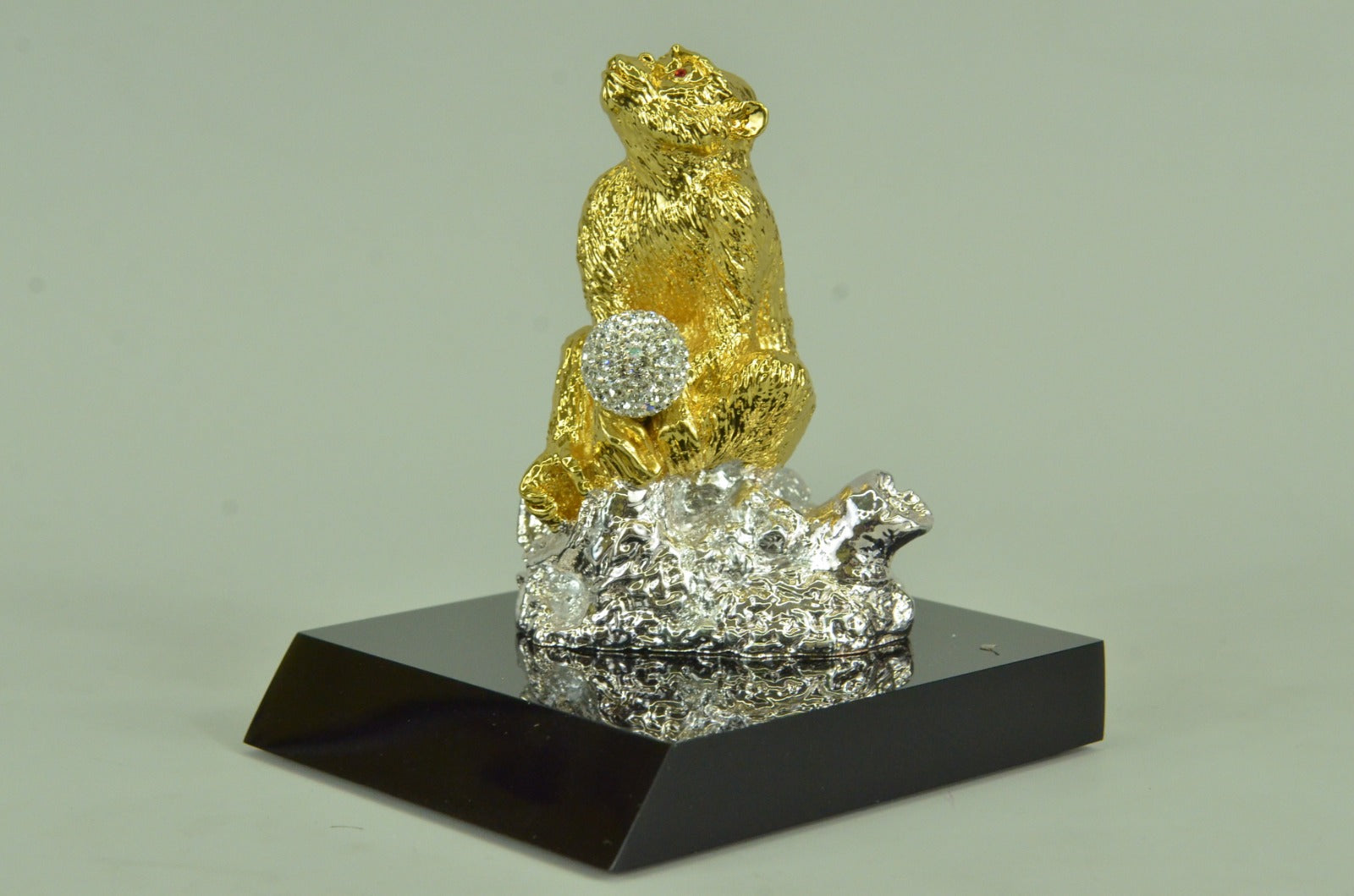Handcrafted Chinese Zodiac Monkey with Swarovski Crystal Bronze 24K Gold Statue